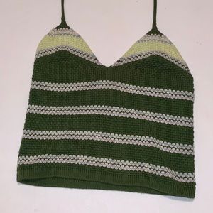 JCrew cropped crochet halter top.